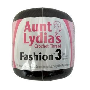 Aunt Lydia's Crochet Thread Fashion 3 Black Mercerized Cotton 150 Yards